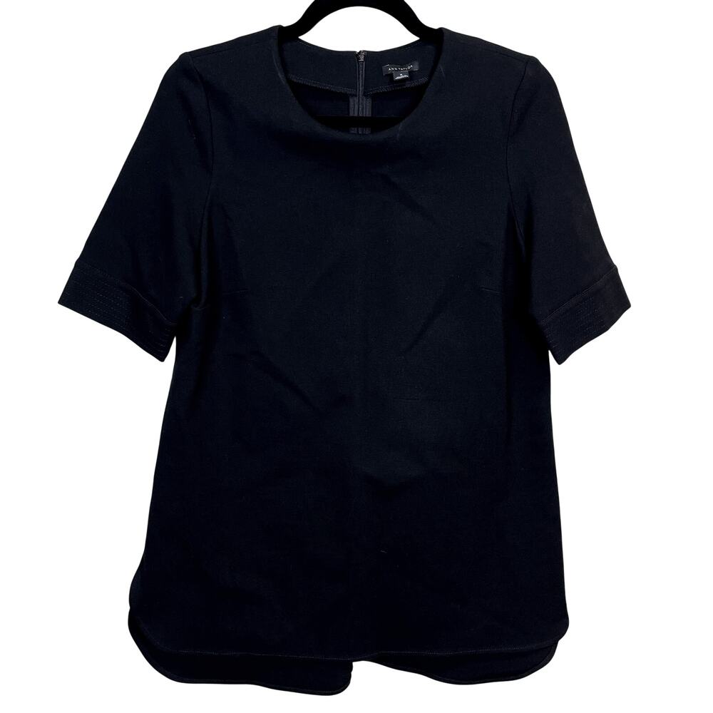 Ann Taylor Black Structured Blouse Womens Small